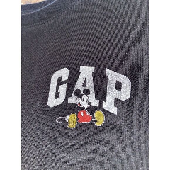 Gap Disney Mickey Tee Arch Logo‎ True Black Long Sleeve Crewneck Boys Large - Picture 4 of 7